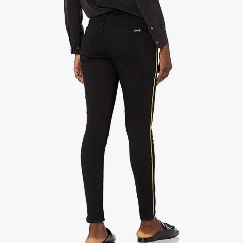 Seven7 Black Skinny Jeans with Gold Side Stripe sz 6 NWT - Picture 2 of 4